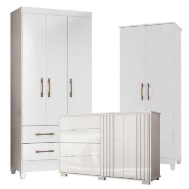 Imagem de Guarda Roupa Infantil Lima Com Cômoda Texas E Armário Multiuso Jade Br