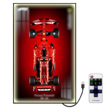 Imagem de Car Wall Mount for Lego Ferrari SF-24 F1 42207, Display Wallboard with LED Lights for Car, Adult Collectibles Wall Mounted for Building Blocks, Gifts for Lego Lovers (Excluding Cars)