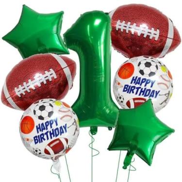 Imagem de Artigos de decoração de festa de futebol para decoração de jogos de 1º aniversário, balões verdes número 1 de 81 cm (verde 1)