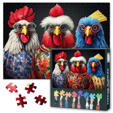 Imagem de Three Roosters Puzzles for Adults 1000 Pieces Animal Funny Puzzle Home Wall Decoration Challenging & Vivid Detail Ideal for Puzzle Enthusiasts Finished Size: 70x50cm