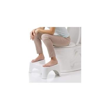 Imagem de Banquinho Auxiliar para Vaso Sanitário, Branco, Plástico, 17x22,5x39cm, Antiderrapante, Ergonômico, 382g