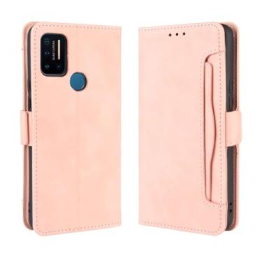 Imagem de Capa para Umidigi A7 Pro,Retro magnético Flip Case,Design de carteira de couro PU com slots de cartão removíveis -Pink