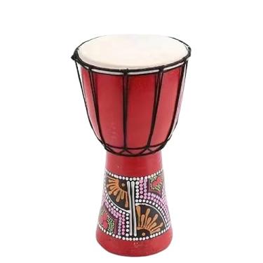 Imagem de Tambor Africano de Madeira Compacto 4 Polegadas Djembe Bongo Mão Percussão Instrumento Musical com Padrão para Entretenimento Infantil Família Reunião Amigos Festa Festival Portátil Leve resistente