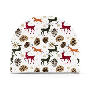 Imagem de JUZIHAI Renas de inverno, porta-guardanapos de Natal para mesa, dispensador de guardanapo de acrílico, suporte de lenços independente de mesa para cozinha, jantar, bar, festa, decoração de casa