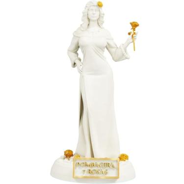Imagem de Estátua Pombagira 7 Rosas Imagem Umbanda Candomblé (Cor Mármore Dourado)