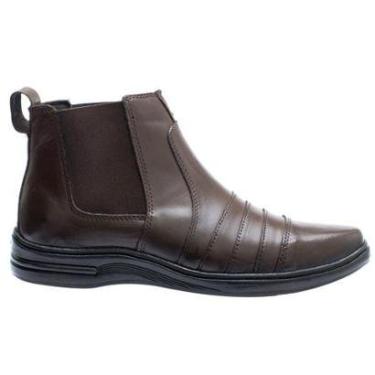 Imagem de Botina Masculina de Couro Legítimo Conforto – Solado Antiderrapante, Forro 10mm, Numeração 33 ao 46-Masculino