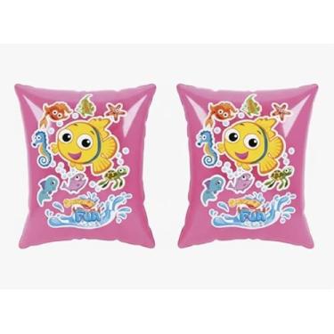 Imagem de Bóia Infantil Inflável Fundo do Mar Colorida Praia Verão Piscina Bebês Crianças (Rosa, Vermelho, Azul, Laranja)