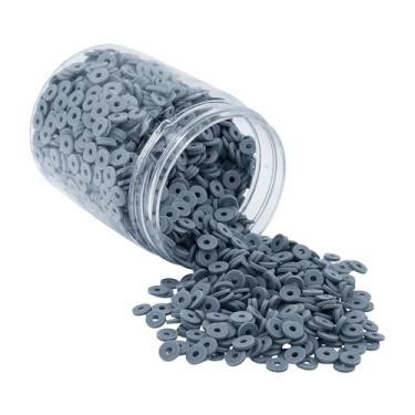 Imagem de Mandala Crafts Kit de contas de argila de polímero cinza ardósia de 6 mm para pulseiras da amizade - 3000 contas de disco cinza ardósia Heishi para fabricação de joias espaçadores redondos - contas