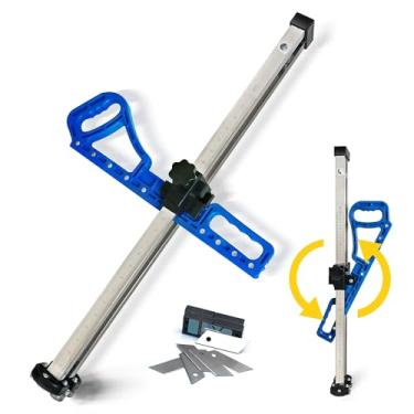 Imagem de Ferramenta de corte para drywall – Cortador de drywall, ferramenta dobrável de recorte de drywall de escala dupla (61 cm e 2 cm) com 12 facas de drywall, cortes fáceis de placas padrão de 1/10.2 cm 3