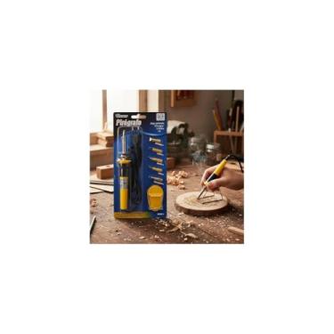 Imagem de Pirógrafo e Ferro de Solda 2 em 1, 127V, 400°C, Policarbonato e Aço Inoxidável, 5 Pontas Incluídas, 19cm, para Artesanato em Madeira e Couro