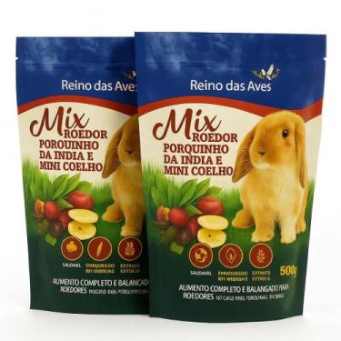 Imagem de Ração Para Mini Coelho E Porquinho-Da-Índia 500G Kit 2 - Mimos Pet