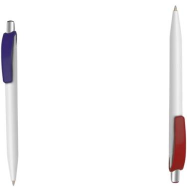 Imagem de Caneta Esferográfica Retrátil, Escrita Azul, Refil Tipo Parker, Plástico, (Roxo e Vermelho)