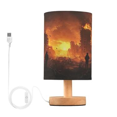 Imagem de Joisal Soldados andando pela luz de entulho Firelit para mesa de cabeceira abajur agradável aos olhos, abajur de mesa para dormitório universitário, itens essenciais de quarto