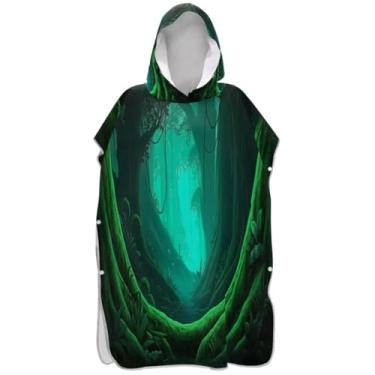 Imagem de Joisal Poncho de surf verde floresta tropical para adultos trocador de roupa de banho toalhas com capuz leve masculino feminino poncho com capuz