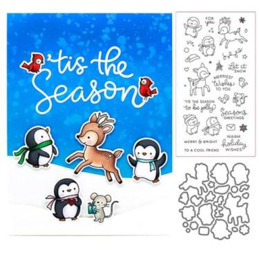 Imagem de FAWENUCY Recortes de scrapbooking, carimbos de metal para fazer cartões, modelo de perfuração de artesanato de papel, estênceis de gravação de fundo de inverno, decoração de álbum faça você mesmo