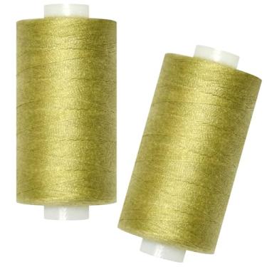 Imagem de Linha de costura multiuso - 2 carretéis de linha de costura manual de poliéster para máquina de costura para costura manual e à máquina (verde cáqui, 2 carretéis)