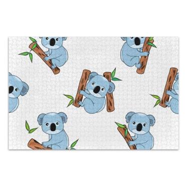 Imagem de Quebra-cabeça de 1000 peças para adultos, pintura de belas artes, quebra-cabeça divertido personalizado para adultos, lindos ursos coalas azuis, presentes de jogo branco, 75 x 40 cm