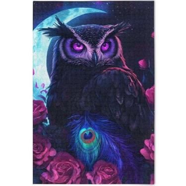 Imagem de Coruja impressão épica arte digital floral personalizado quebra-cabeça 1000 peças adulto família elefantes brancos presentes paisagem cena quebra-cabeça animal flor arte, 75 cm x 50 cm