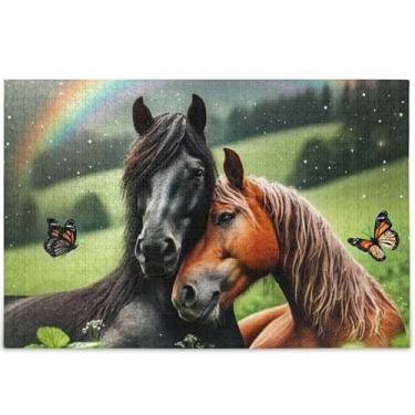 Imagem de Quebra-cabeça de animais de cavalos fofo 500 peças para adultos presentes tecnológicos para amantes personalizado exclusivo divertido brinquedo adulto cenário arte floral, 52 cm x 37,8 cm