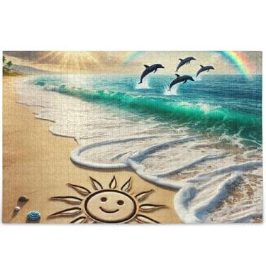 Imagem de Quebra-cabeças personalizados para adultos, verão, praia, oceano, litoral, 1000 peças, natureza, tecnologia, jogos, quebra-cabeça, cenário, arte floral, 75 x 50 cm