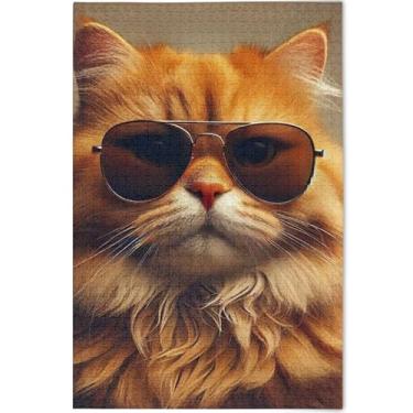 Imagem de Quebra-cabeça personalizado gato gatinho adulto 500 peças quebra-cabeça natureza engraçado paisagem floral, 52 cm x 37,8 cm