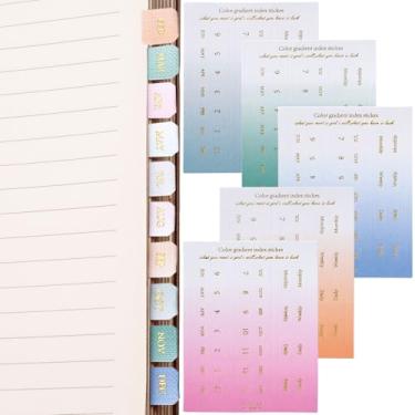 Imagem de OIIKI 180 peças de guias mensais para agenda, adesivos autoadesivos, marcadores de página adesivos gradientes para cadernos de documentos, livros, fichários de projetos, escritório, 5 cores (estilo D)
