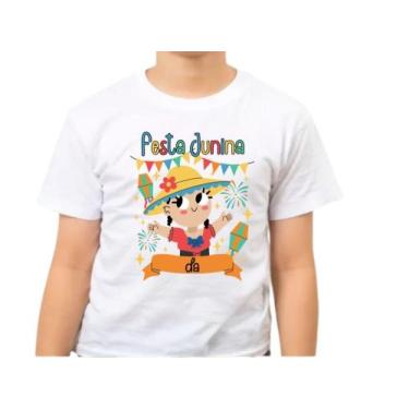 Imagem de Camiseta Infantil Festa Junina São João Unissex - Bella, Branco, 06