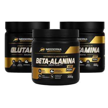 Imagem de Kit 2 Glutamina 600g + 1 Beta-Alanina 300g  Moderna Suplementos-Unissex