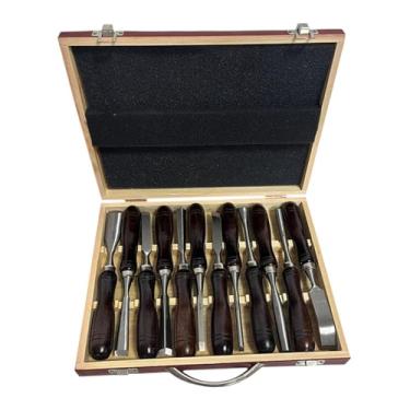 Imagem de MotiveTech Conjunto de 121 formões para madeira, ferramentas de entalhe, compactos e portáteis, resistentes, para tornear madeira, com caixa de armazenamento de, Cor de Sequoia