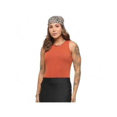 Imagem de Regata Feminina Básica em Canelado Costas Fechadas Slim - Audax, Terra