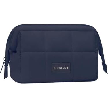 Imagem de Necessaire Feminina Bolsa Cosmética Organizador Estojo de Maquiagem Grande Espaçosa tendência(Azul Marinho)