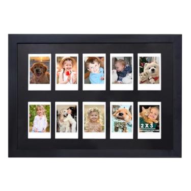 Imagem de CAIYOULE Moldura de madeira de 28 x 38 cm para câmera Fujifilm Instax Mini 41/12/Evo/SE/11/99/40, moldura de colagem para Polaroid Display Pictures 2x3 com adesivos para parede e mesa, preto, 1 pacote
