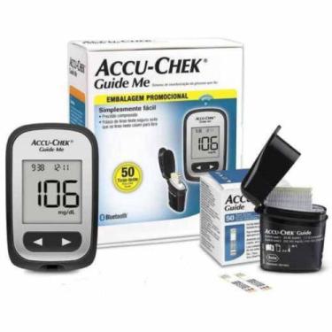 Imagem de Kit Medidor De Glicemia Accu Chek Guide Me Original com 50 Tiras - Acc