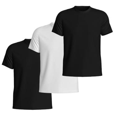 Imagem de Kit 3 Camisetas Basicas Gola Redonda Lisa Camisa Masculina de Algodão-Masculino