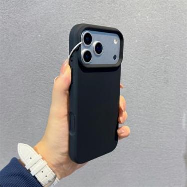 Imagem de Capa magnética invisível de silicone líquido para iPhone 17 Air 16 15 Plus 14 13 12 11 Pro Max com proteção para câmera, preta.