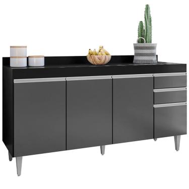 Imagem de Balcão para Cozinha 160 cm com Tampo 4 Portas Lena