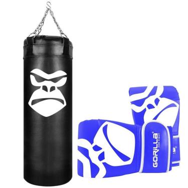 Imagem de Saco De Boxe Profissional 90 Cm + Luva Bate Saco PRO Muay Thai Gorilla Treino Agilidade-Unissex