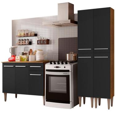 Imagem de Cozinha Compacta Emilly Front Rustic/preto Madesa
