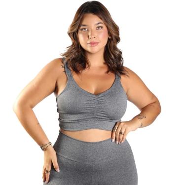 Imagem de Top Feminino Plus Size Fitness Franzido Frente Academia-Feminino