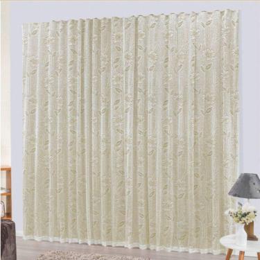 Imagem de Cortina Charme Em Renda Com Voal 2 Metro Trilho Comum Palha