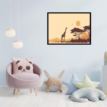 Imagem de Quadro Decorativo Girafa Pôr Do Sol - 50X70Cm