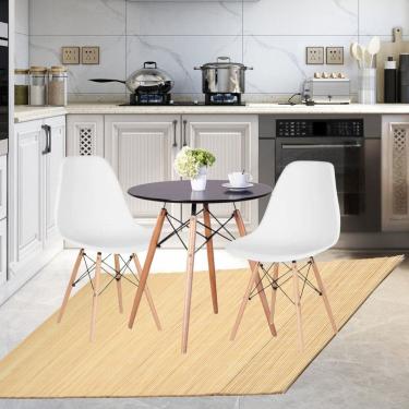 Imagem de Conjunto de Mesa Redonda 80cm com 2 Cadeiras Eiffel Branco