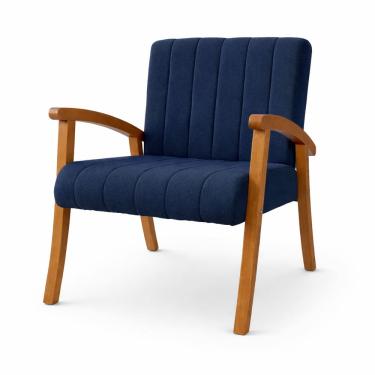 Imagem de Kit 2 Poltronas Haley Decorativa Linho Sala Estar Área Gourmet Varanda Madeira Maciça