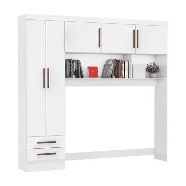 Imagem de Guarda Roupa Casal Modulado Paris 5 Portas 2 Gavetas MDP Branco Carioca Móveis