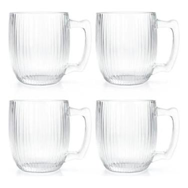 Imagem de Jogo 4 Canecas de Vidro Miriam 240ml Transparente  Design Clássico - H