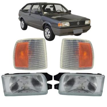 Imagem de Par Farol Gol quadrado Parati Saveiro 1991 1992 1993 1994 + Piscas Cri