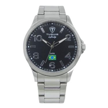 Imagem de Relógio Masculino de Aço Tuguir Analógico Infinity TGI37225 Prata e Preto