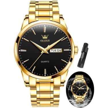Imagem de Relógio OLEVS Masculino - Aço Inoxidável Dourado e Impermeável