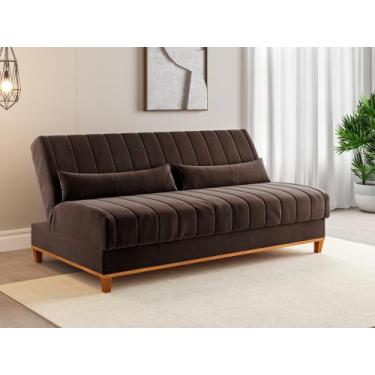 Imagem de Sofá cama 3 lugares 1,80m Veludo Colors Marrom Bombom - Viero