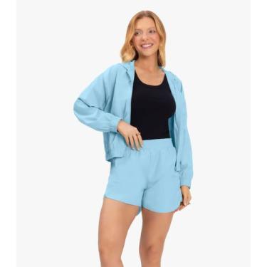 Imagem de Shorts Feminino Running Tecido Corta Vento Rovitex Azul, GG, Azul